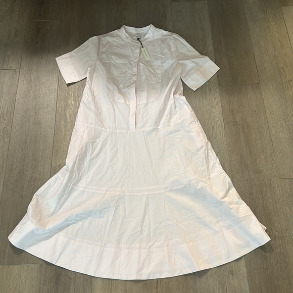 NWT! Banana Republic Light Pink Cotton Poplin Tuxedo Front Midi Dress - Large 🦋 - Picture 6 of 8